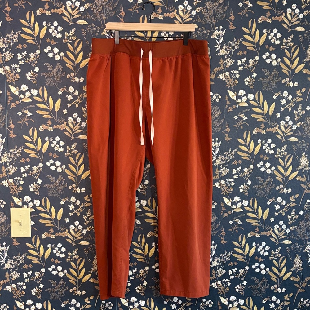 Figs Rust-Red Orange Pull On Drawstring Straight … - image 1